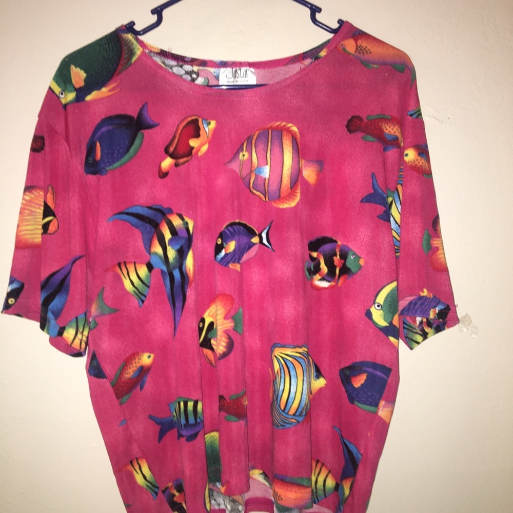Josar bright pink fish pattern shirt